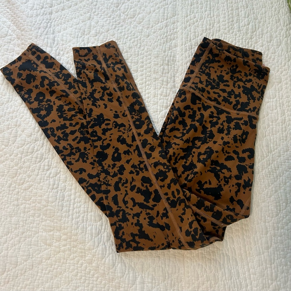 Varley Tan and Black Animal Print Leggings